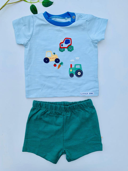 Next Embroided Tractors Shirt & Short Set