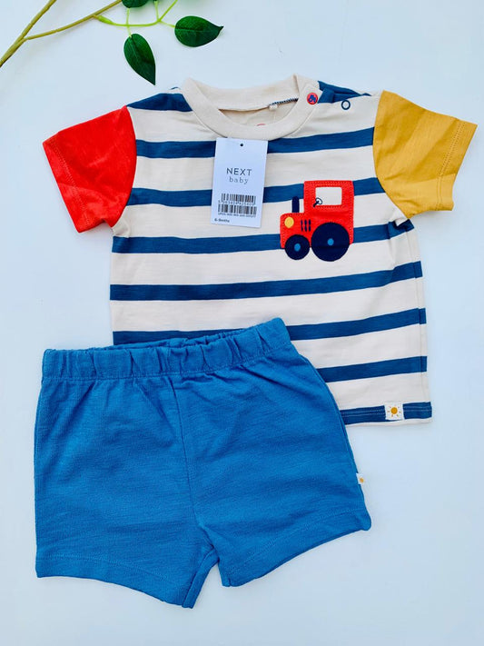 Next Embroided Tractor Shirt & Short Set
