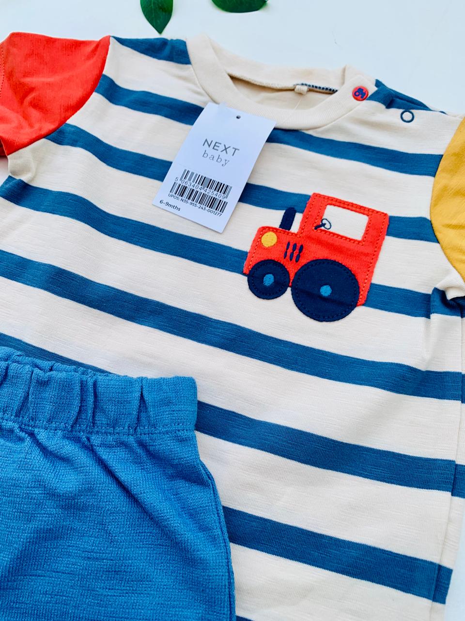 Next Embroided Tractor Shirt & Short Set