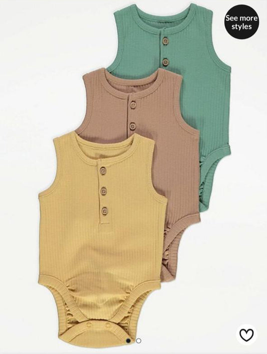 George Pack Of 3 Sleeveless Bodysuits