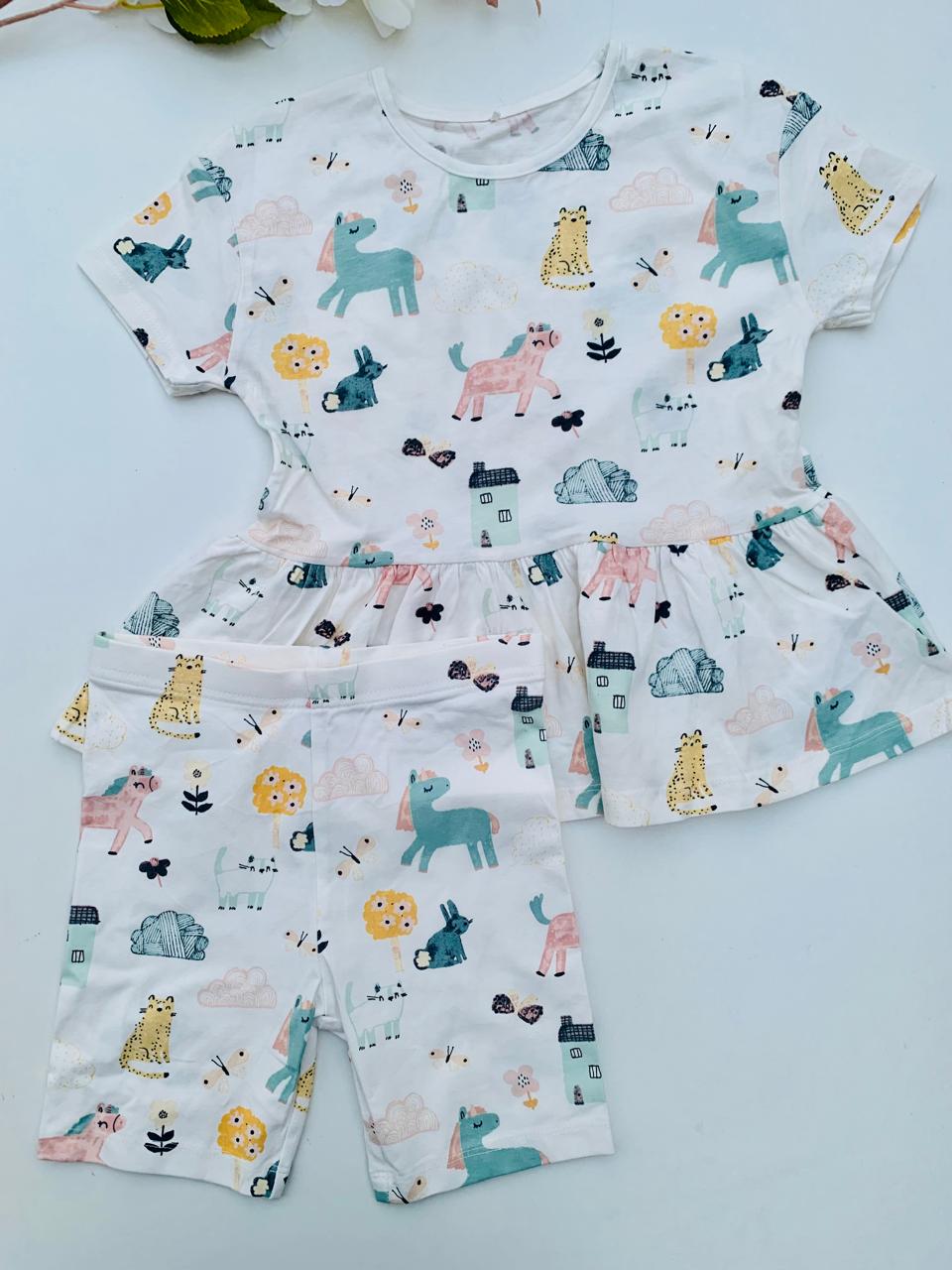 George Printed Unicorn Shirt & Shorts Set