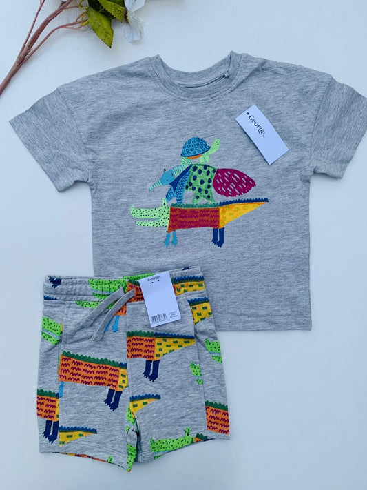 George Crocodile Print Shirt & Shorts Set