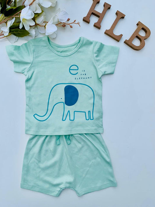 George "E is for Elephant" Print Shirt & Short Set