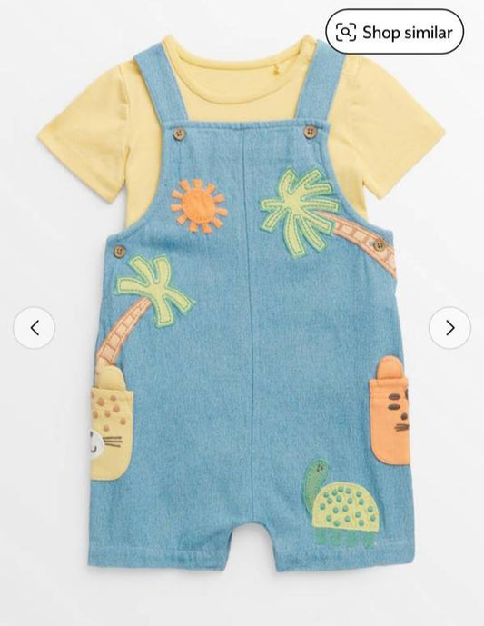 Tu Clothing Denim Dungarees with Bodysuit