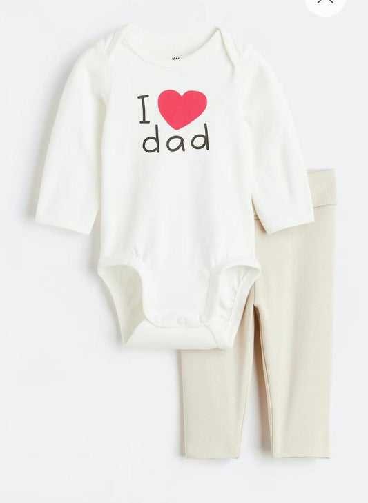 H&M "I LOVE DAD" Bodysuit with Trouser Set