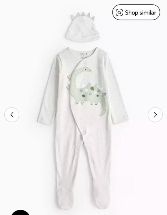 TU Clothing Embroided Dino Sleep suit with Cap