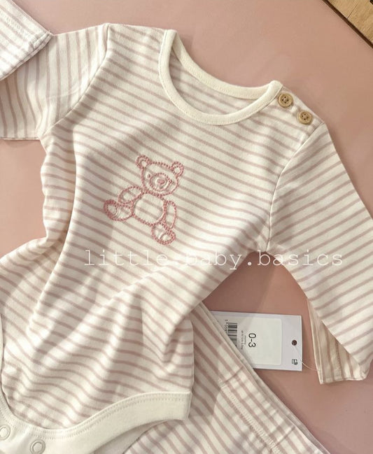 George Embroided Bear Bodysuit With Trouser Set