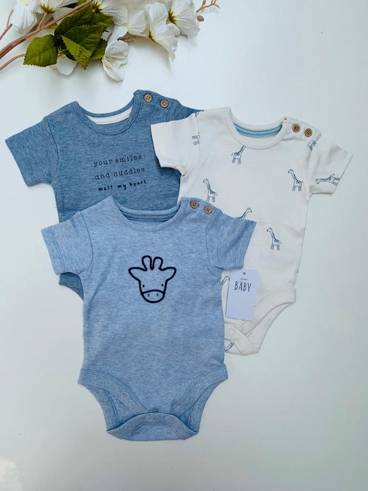 George Embrioded Giraffe Pack of 3 Bodysuits