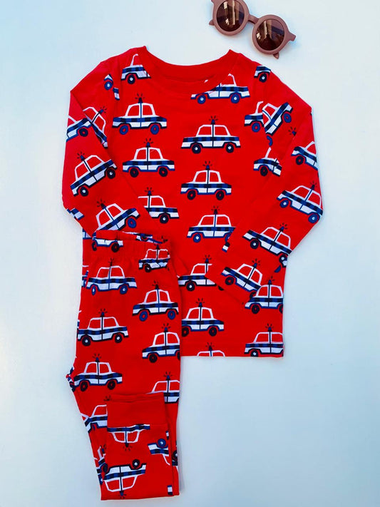 George Police Cars on Red Shirt & Trouser