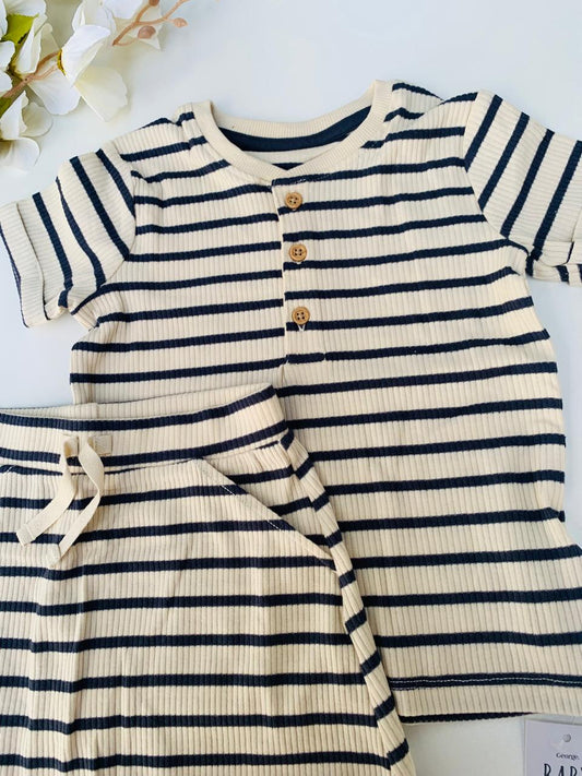 George Ribbed Shirt & Shorts Set