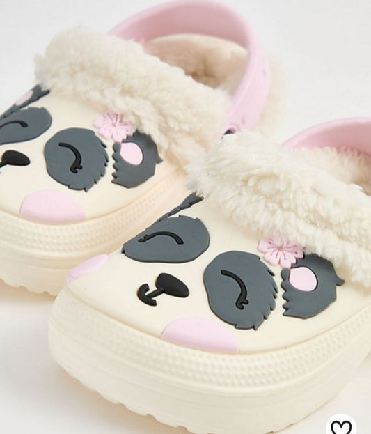 George Panda Faux Fur Clogs