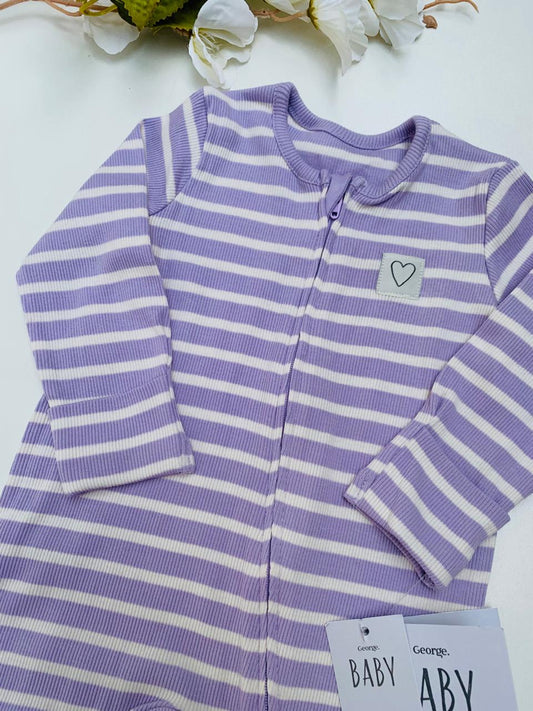 George Ribbed Pastel Purple Sleepsuit