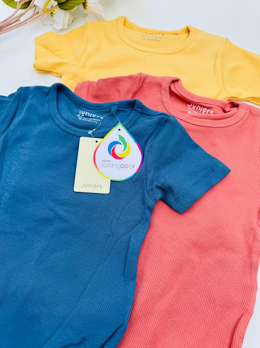 Juniors Pack of 3 Ribbed Bodysuits