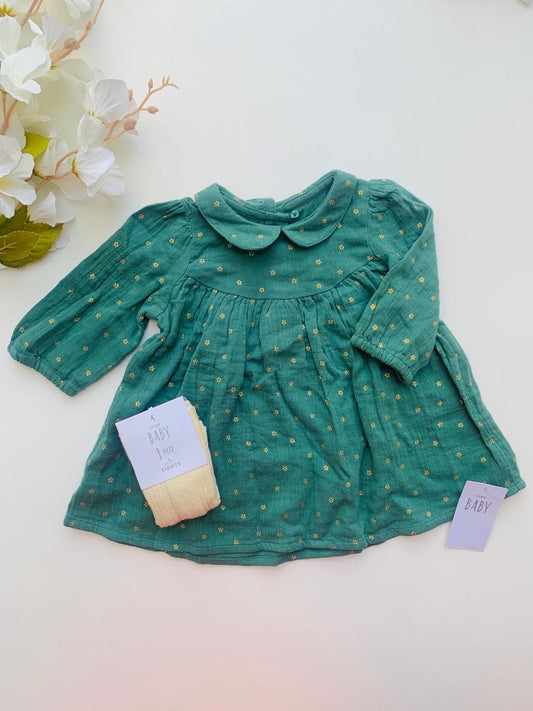 George glittery flowers Frock with Leggings