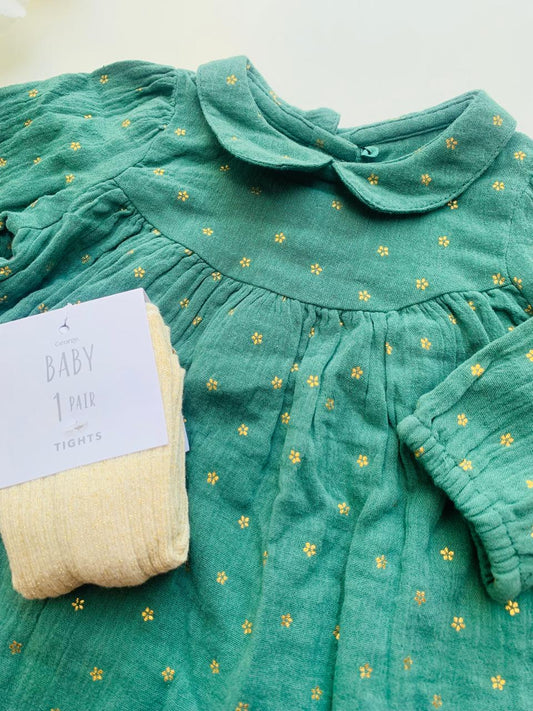 George glittery flowers Frock with Leggings