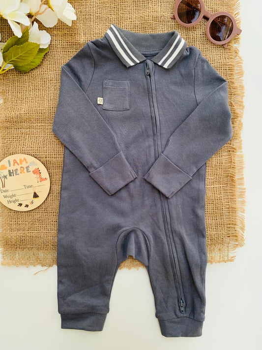 Tu Clothing zipped Grey Polo Sleepsuit