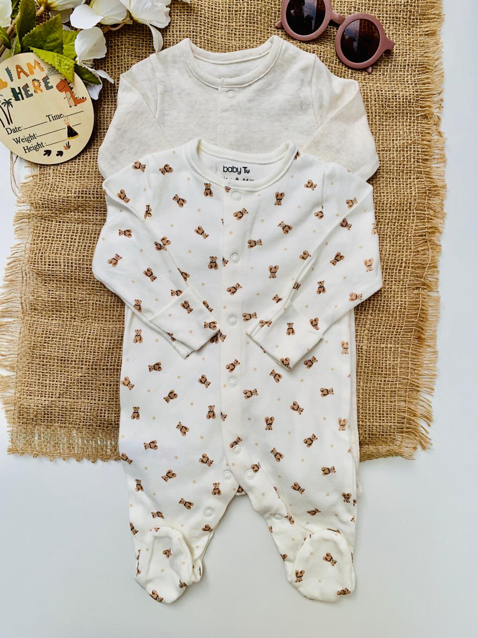 TU Clothing Pack of 2 Bears Print Sleepsuits