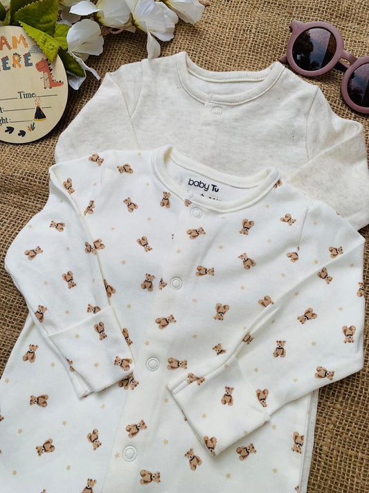 TU Clothing Pack of 2 Bears Print Sleepsuits
