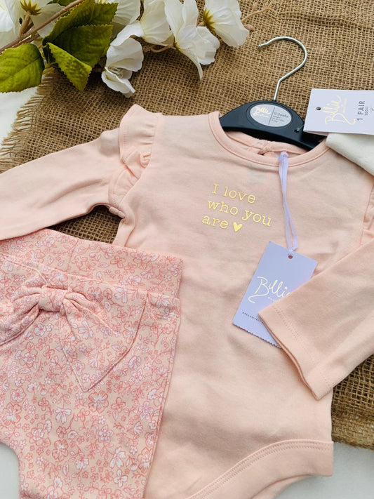 George “I love who you are” Bodysuit ,Trouser & Socks Set