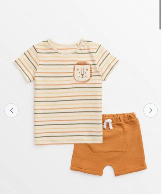 Tu Clothing Lion on Stripes Shirt and Short Set