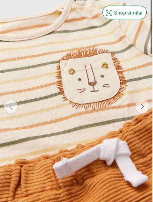 Tu Clothing Lion on Stripes Shirt and Short Set