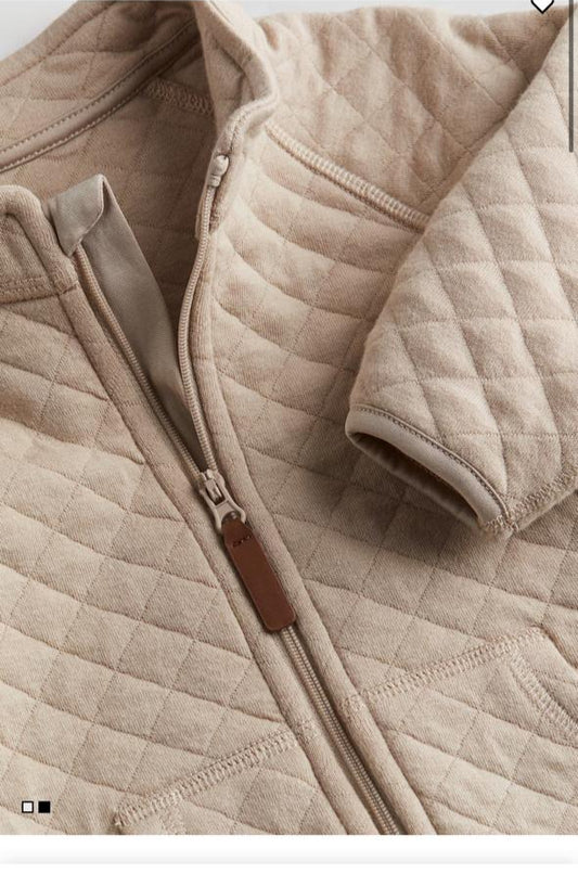 H&M Beige Quilted Zipper Jacket