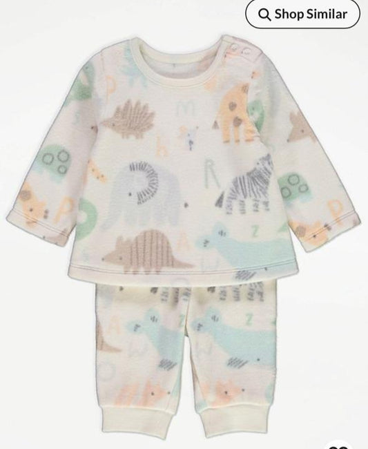 George Safari Animals Fleece Shirt & Trouser Set