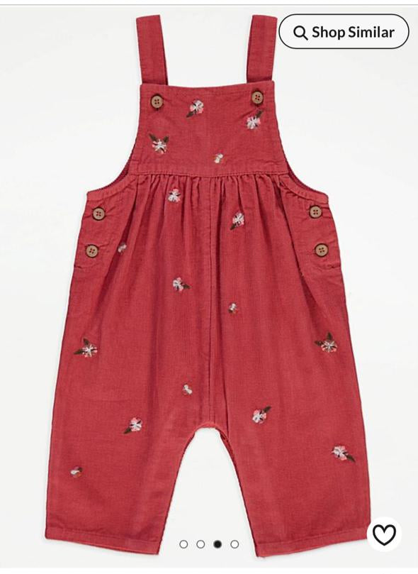 George Embroided Floral Dungarees