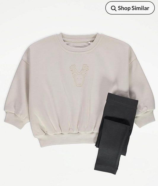 George Appliqued Reindeer Sweatshirt & Tight Set