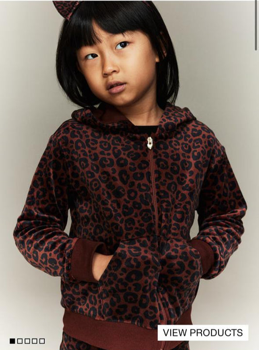 H&M Cheetah Velour zipped Jacket