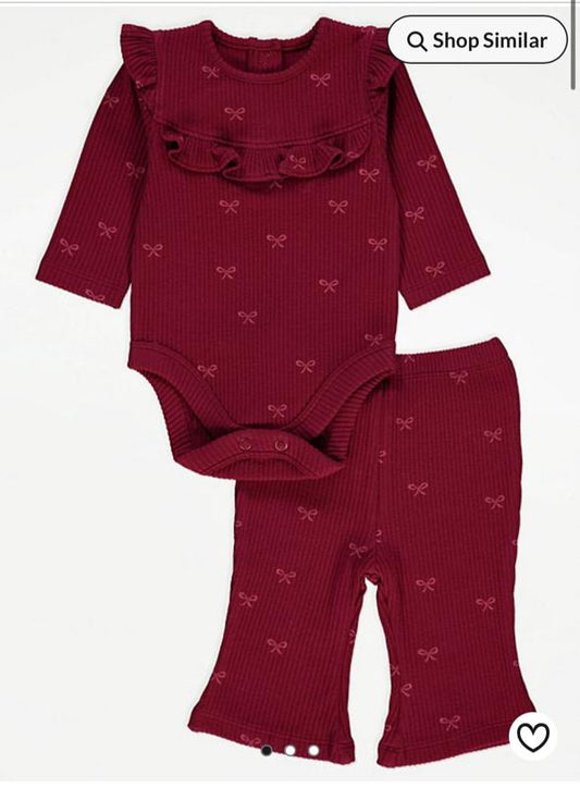 George Bows frill Bodysuit with Trouser Set