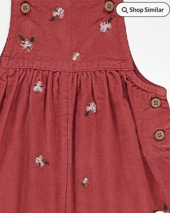 George Embroidered Corduroy Dungaree & Bodysuit Set