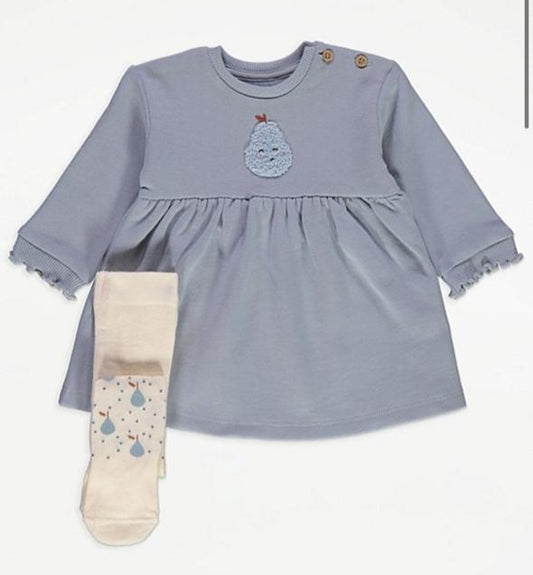George Blue Smiley Pear Sweat Frock with Leggings
