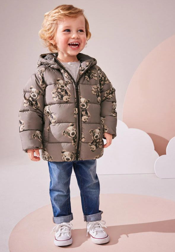 Next Bear face Padded Zipped Coat