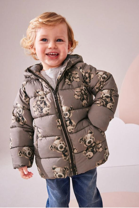 Next Bear face Padded Zipped Coat