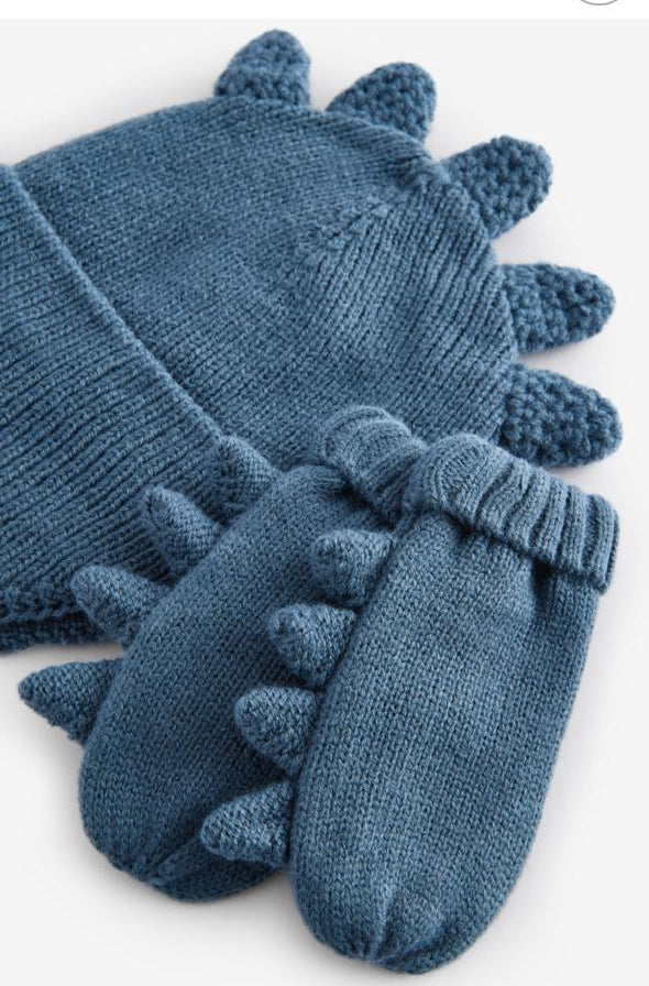 Next Dino Spikes Cap & Mittens Set