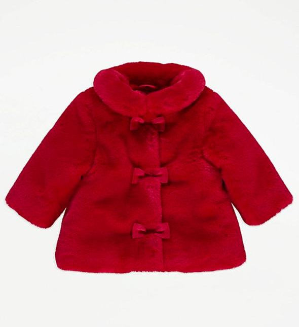 George Front Bow Faux Fur Coat