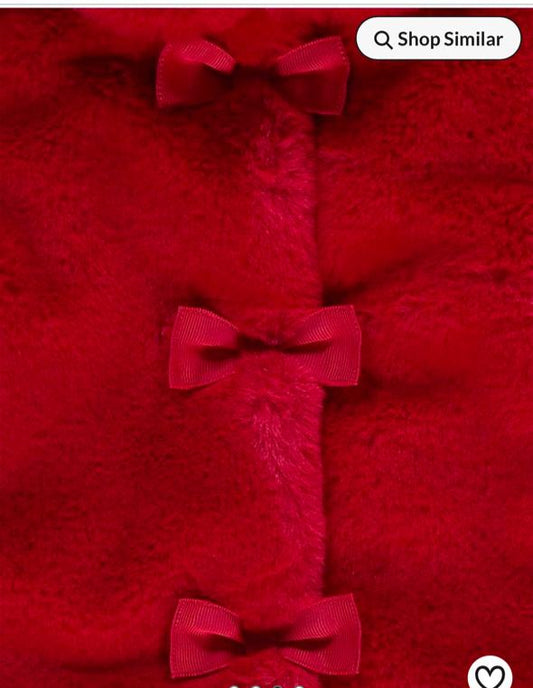 George Front Bow Faux Fur Coat