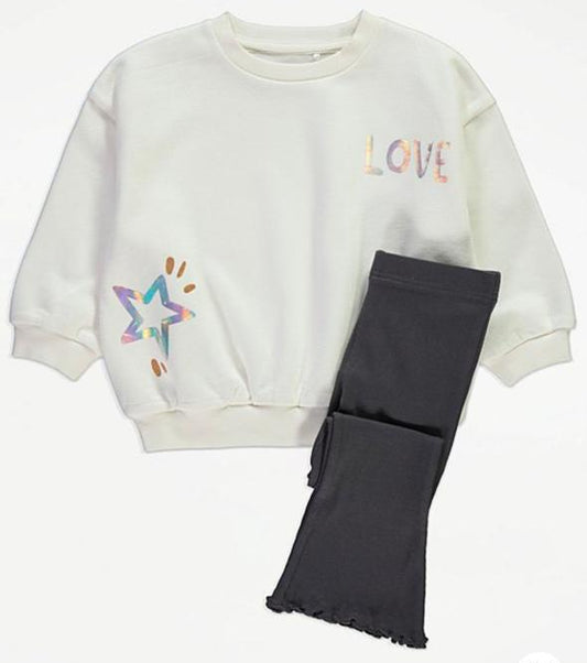 George “love” Sweatshirt & Bell Trouser Set