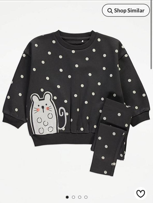 George Appliqued Mouse Sweatshirt & Tights Set