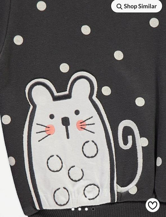 George Appliqued Mouse Sweatshirt & Tights Set