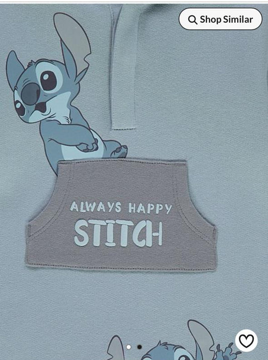 George Sweat " Always happy Stitch" Hooded Sleepsuit