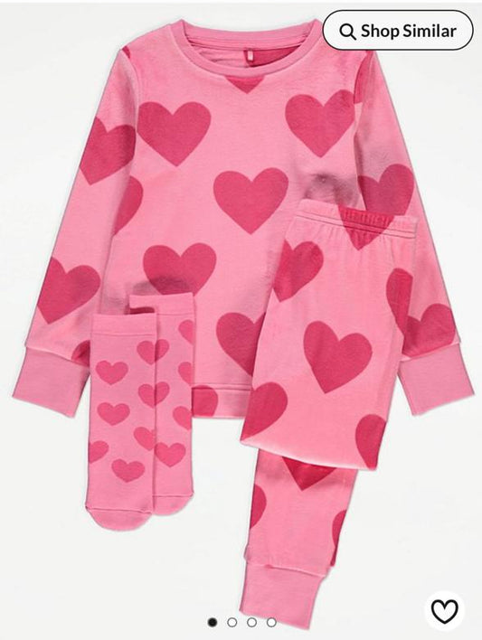 George Hearts Fleece Shirt & Trouser Set with matching socks