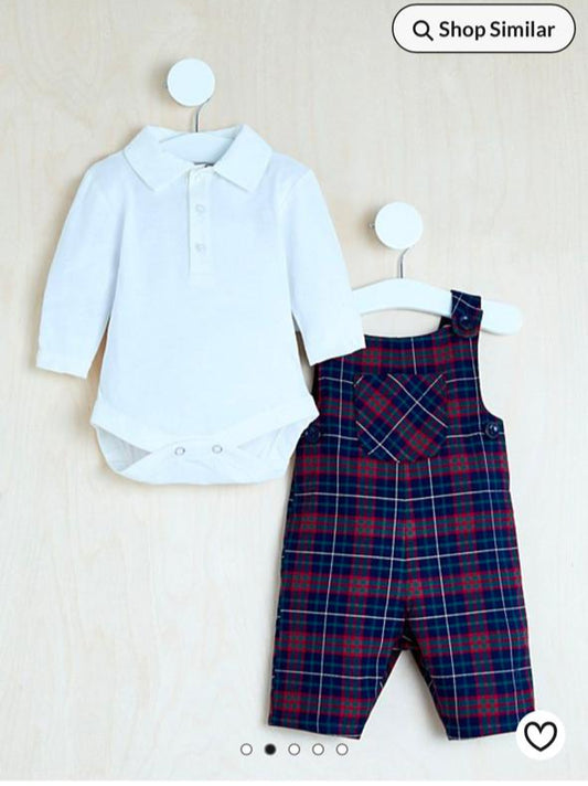 George checked Dungarees with Bodysuit