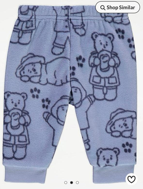 George Printed Bear Fleece Shirt & Trouser Set