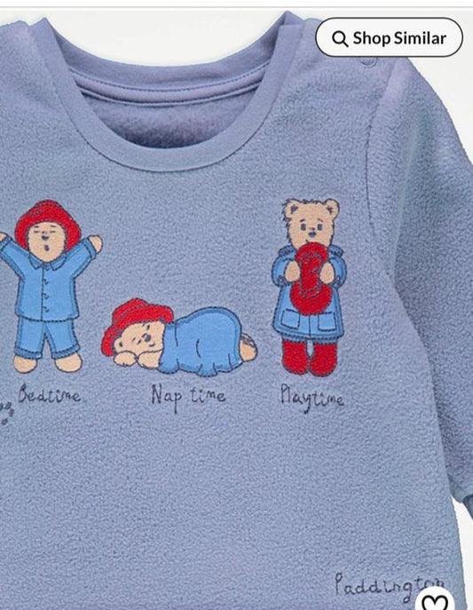 George Printed Bear Fleece Shirt & Trouser Set