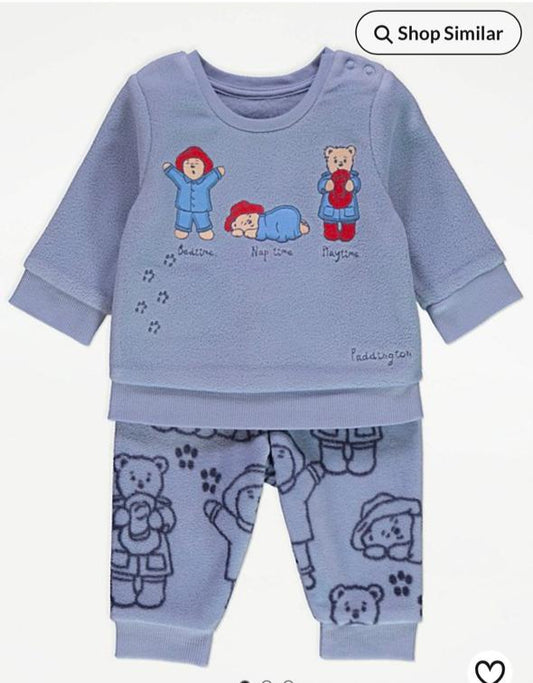 George Printed Bear Fleece Shirt & Trouser Set