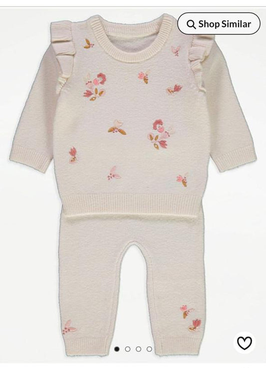 George Knitted Frill Shirt & Trouser Set