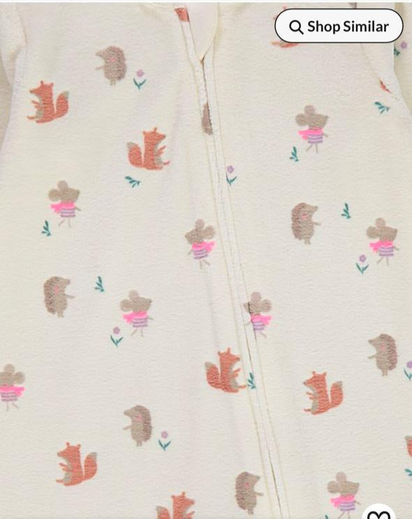 George Velour Zipped Sleepsuit with Stuff Toy