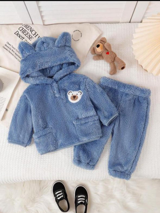 SHEIN Embroided Bear Hoodie & Trouser Set
